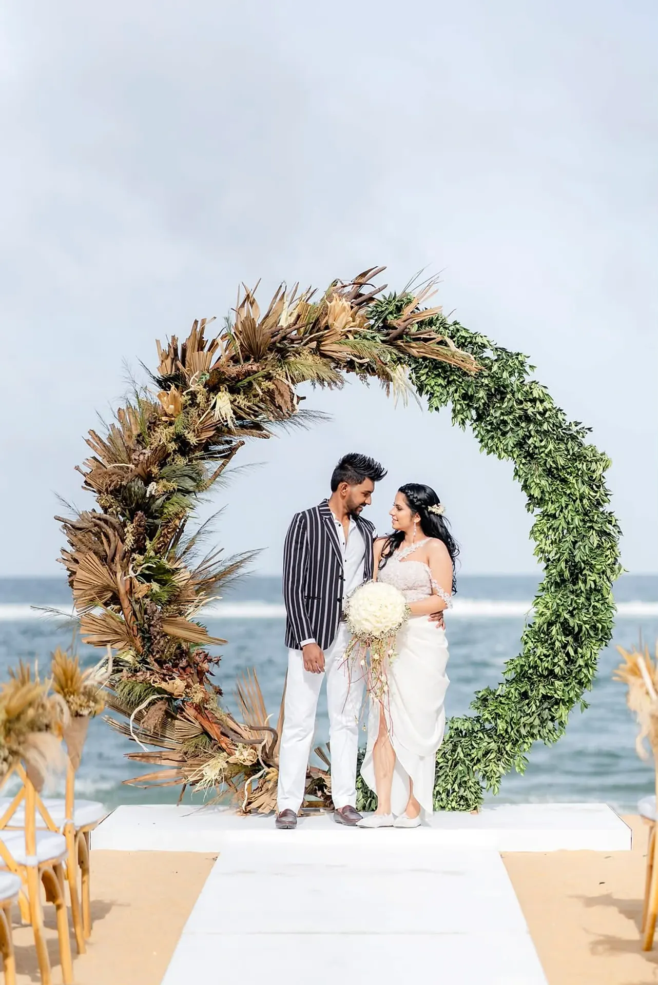 Boho Circular Arch Ceremony at Coastal Resort, Sri Lanka, Sri Lanka