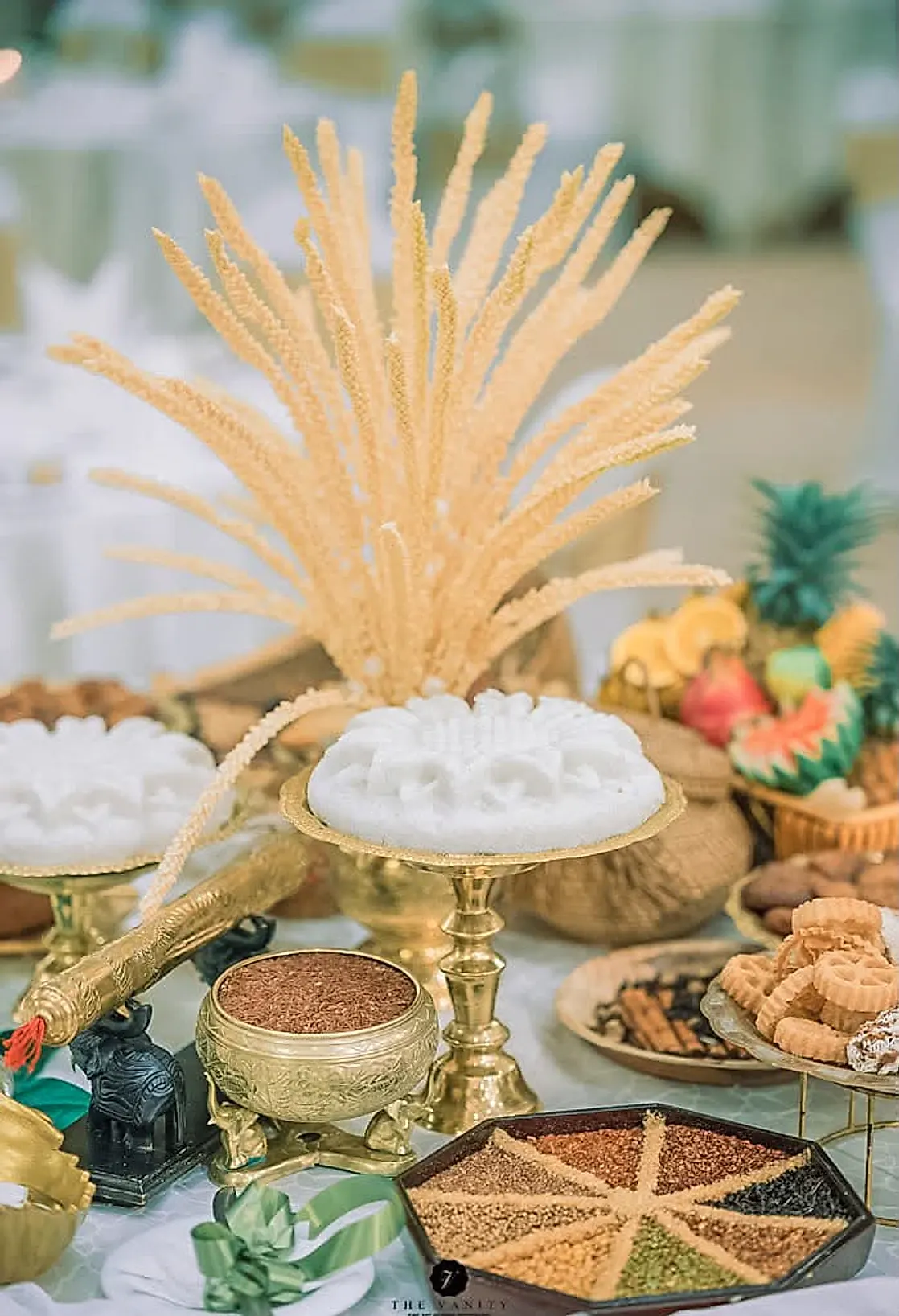 Ceremonial Table Offerings at Wedding Ceremony Hall, Sri Lanka