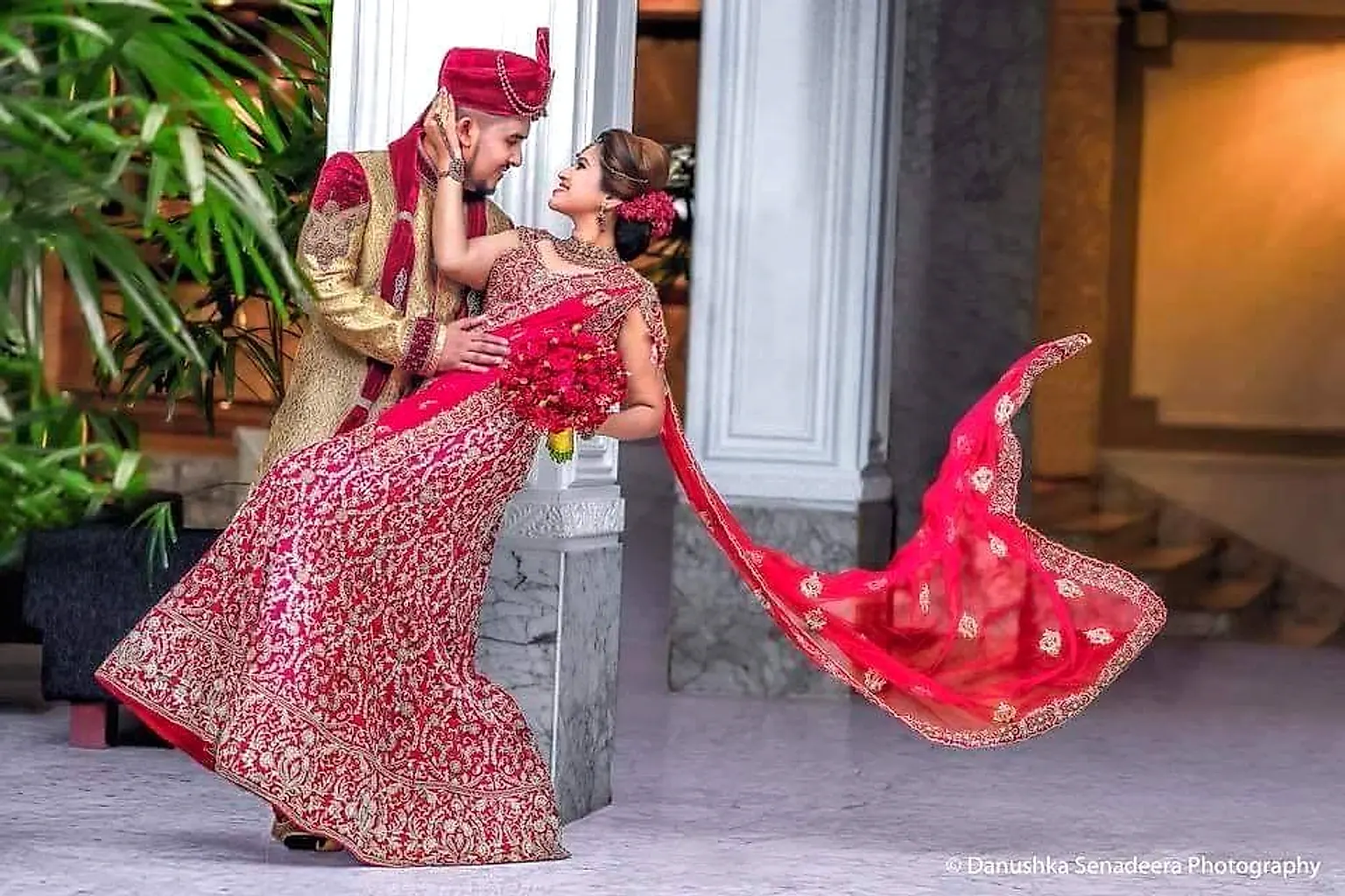 Crimson Lehenga Twirl at Colombo, Sri Lanka