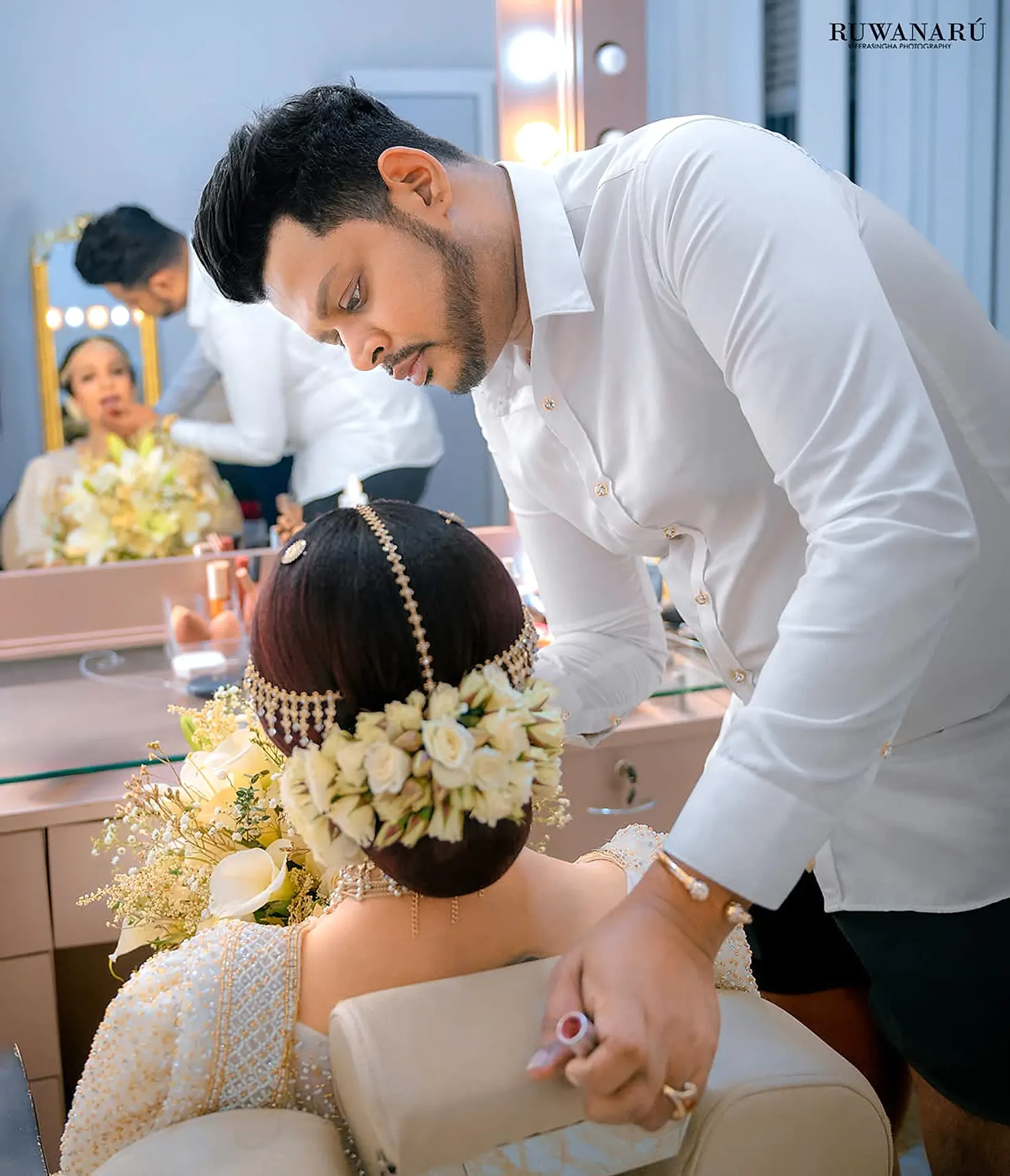 Final Touches Before the Ceremony at Bridal Suite, Colombo, Sri Lanka