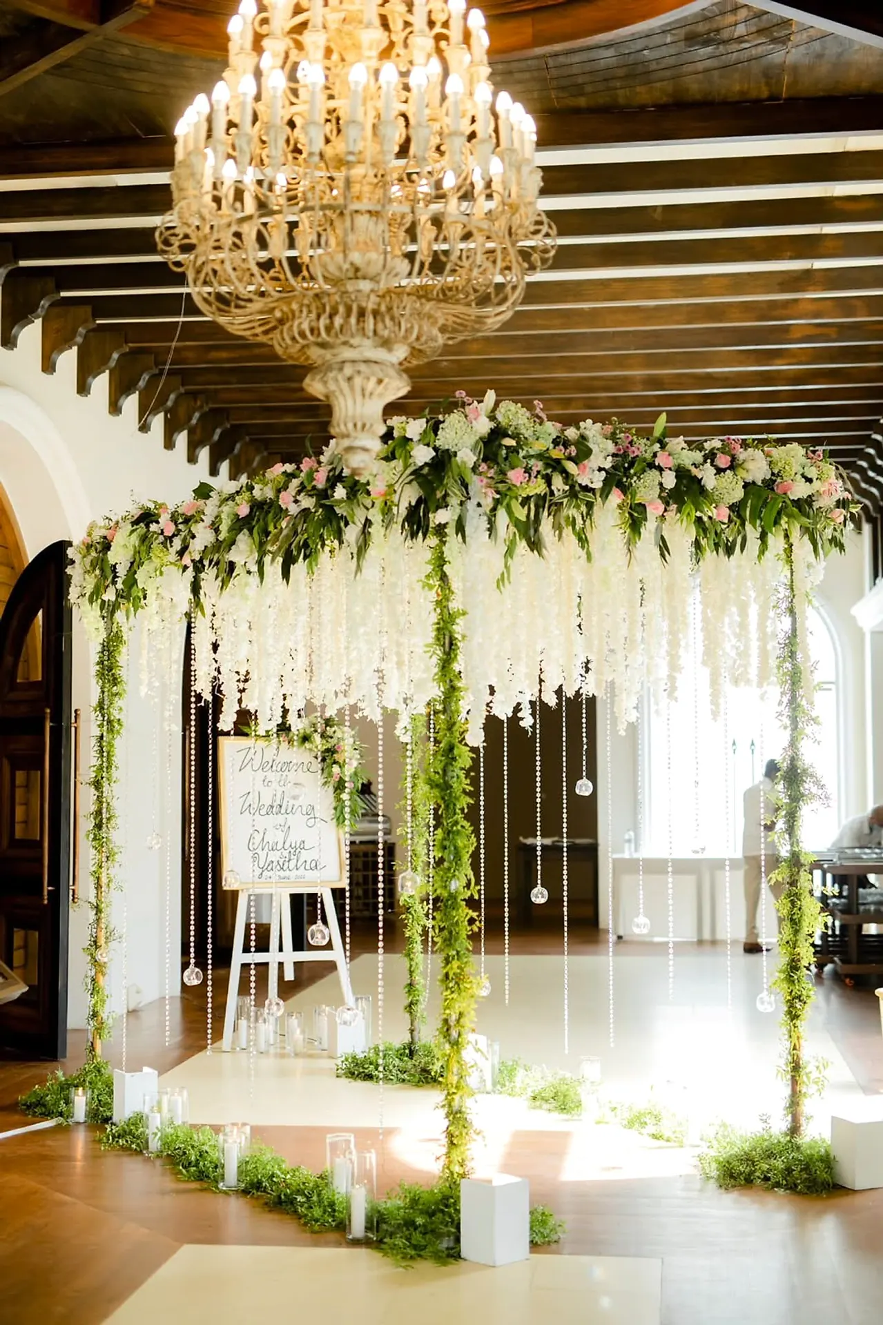 Floral Chandelier Welcome Archway at Heritage Villa, Colombo, Sri Lanka