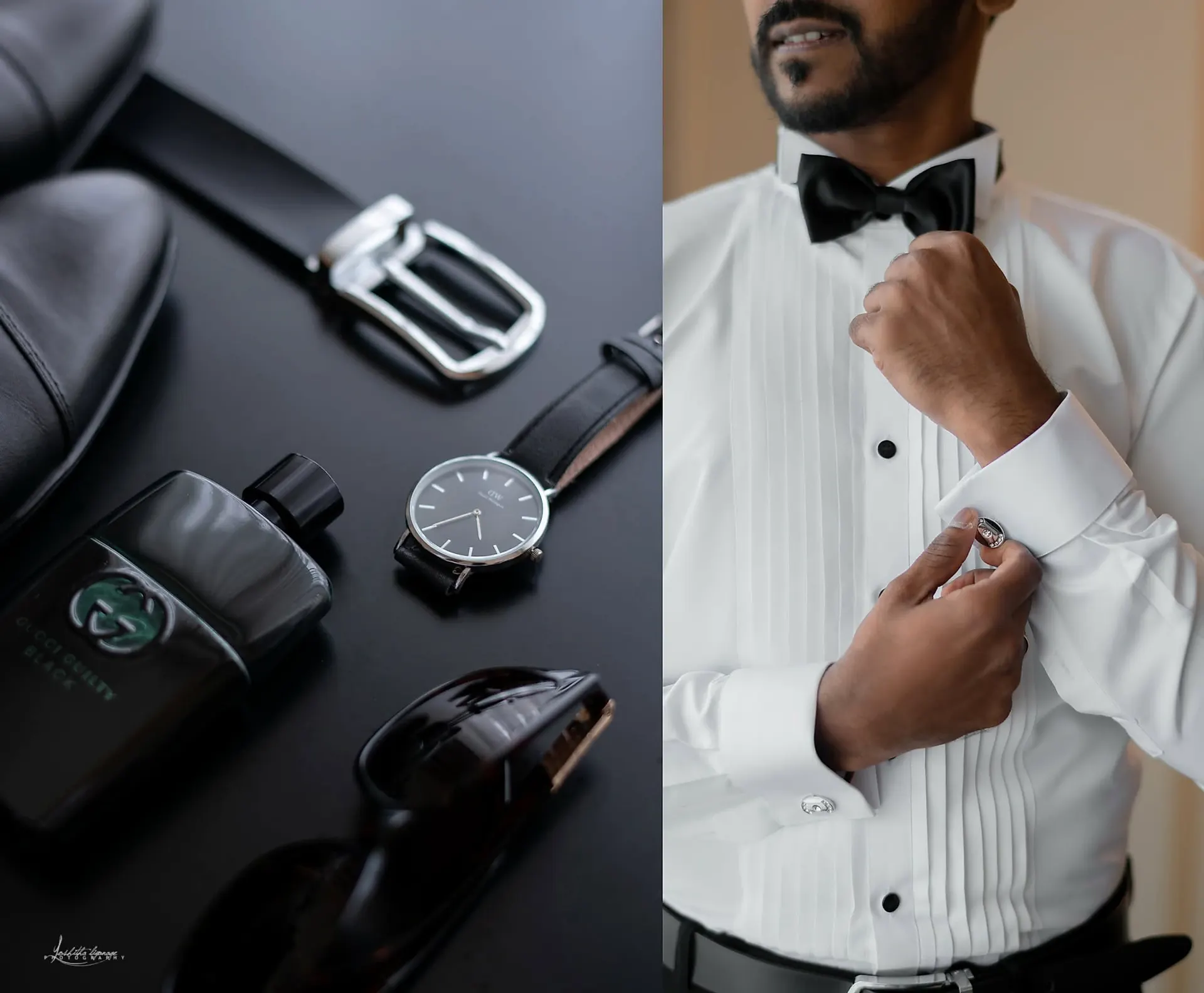 Groom’s Tuxedo Details at Hotel Suite, Colombo, Sri Lanka