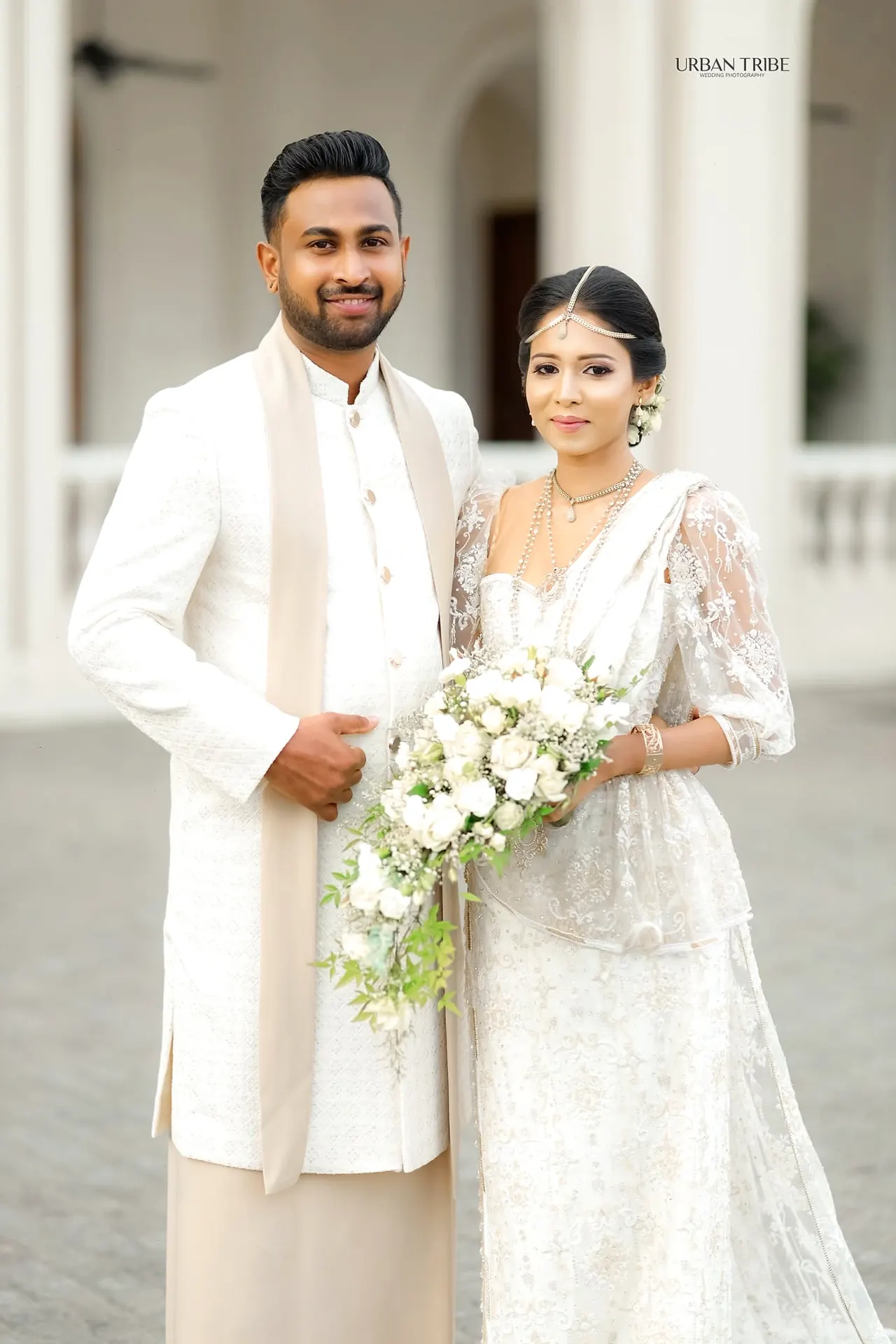 Ivory Elegance Couple Portrait at Colonial Hotel, Colombo, Sri Lanka