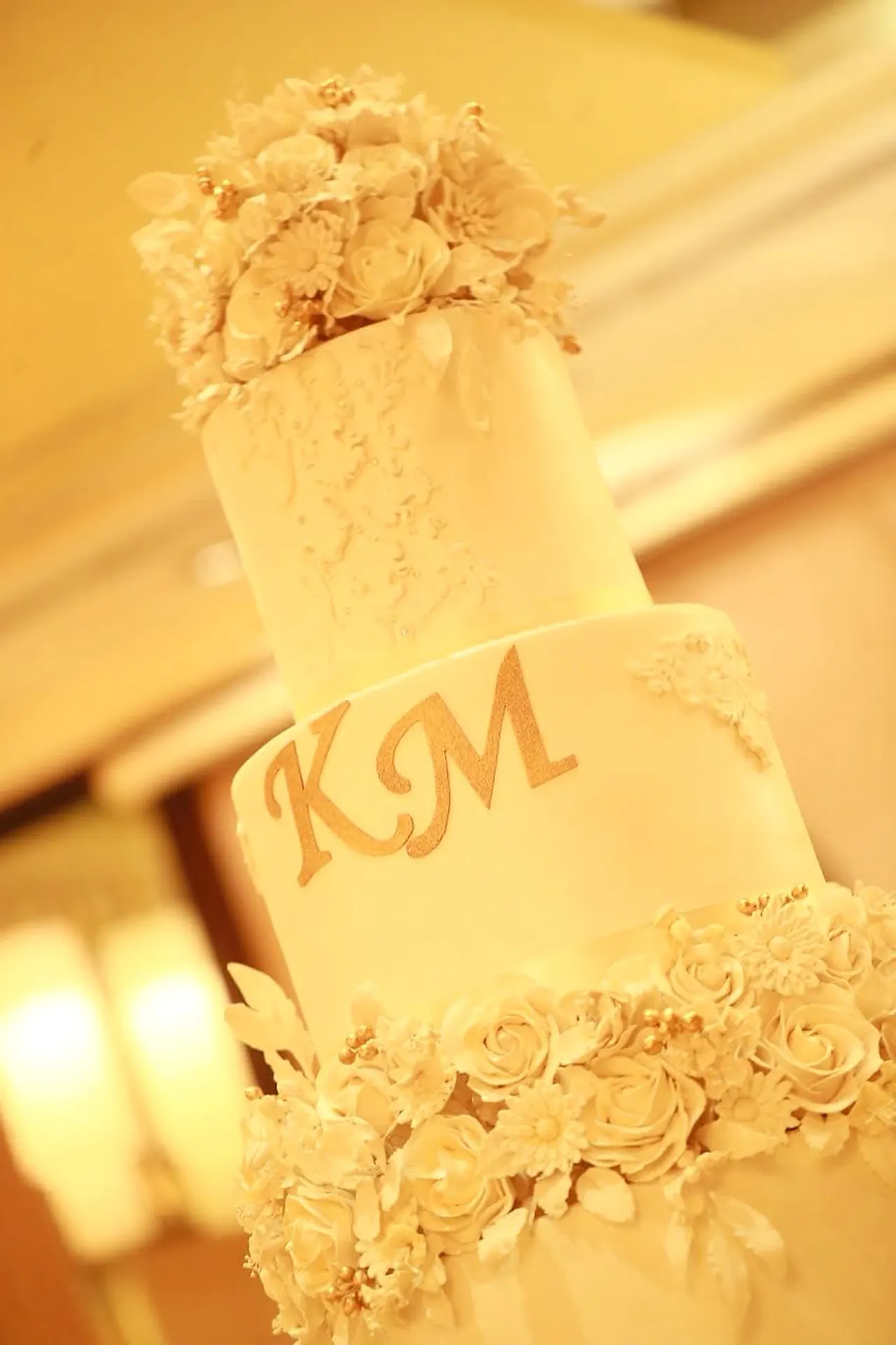 Monogram Wedding Cake Detail at Grand Ballroom, Colombo, Sri Lanka