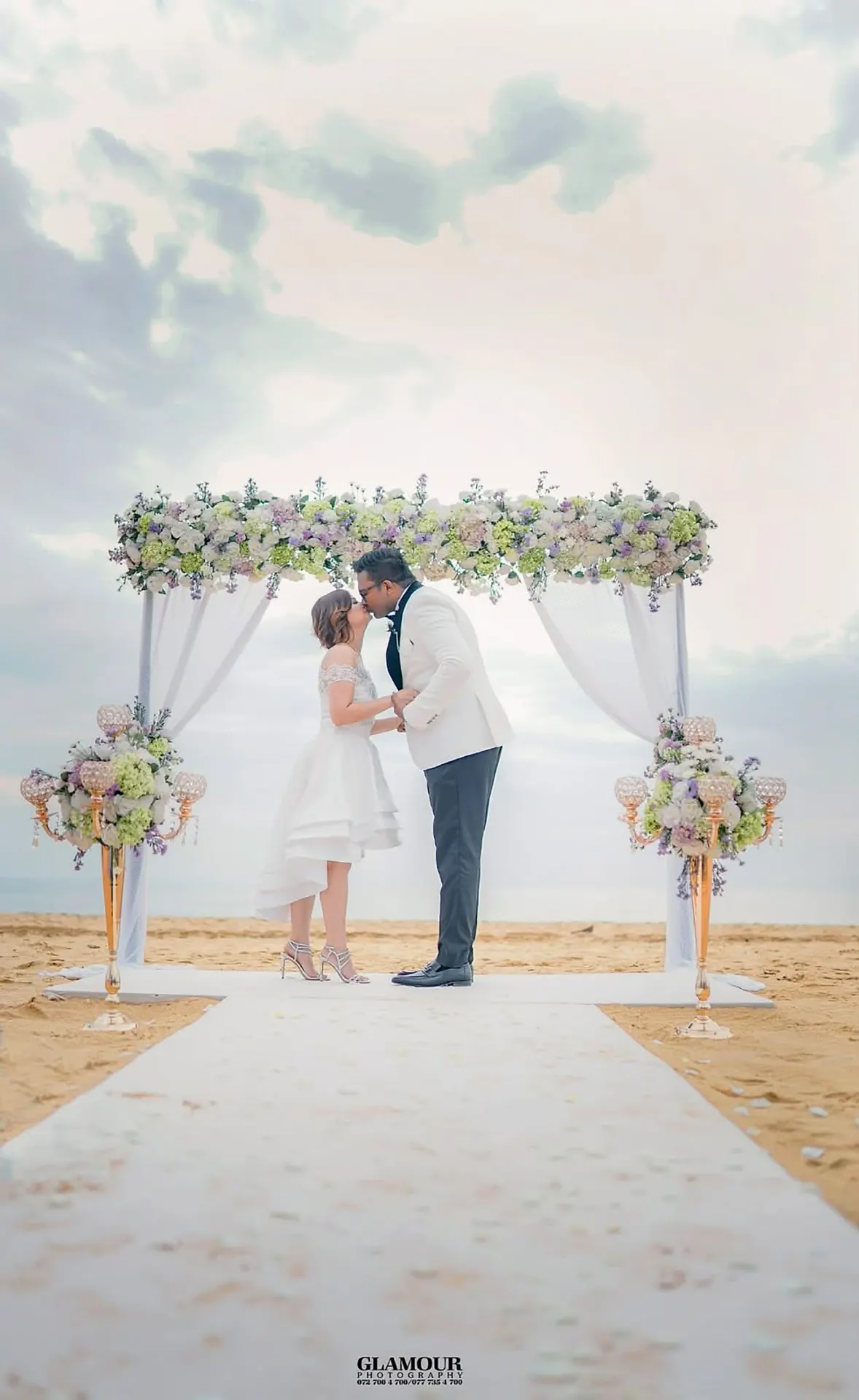 Oceanfront Vow Kiss at Coastal Resort, Bentota, Sri Lanka