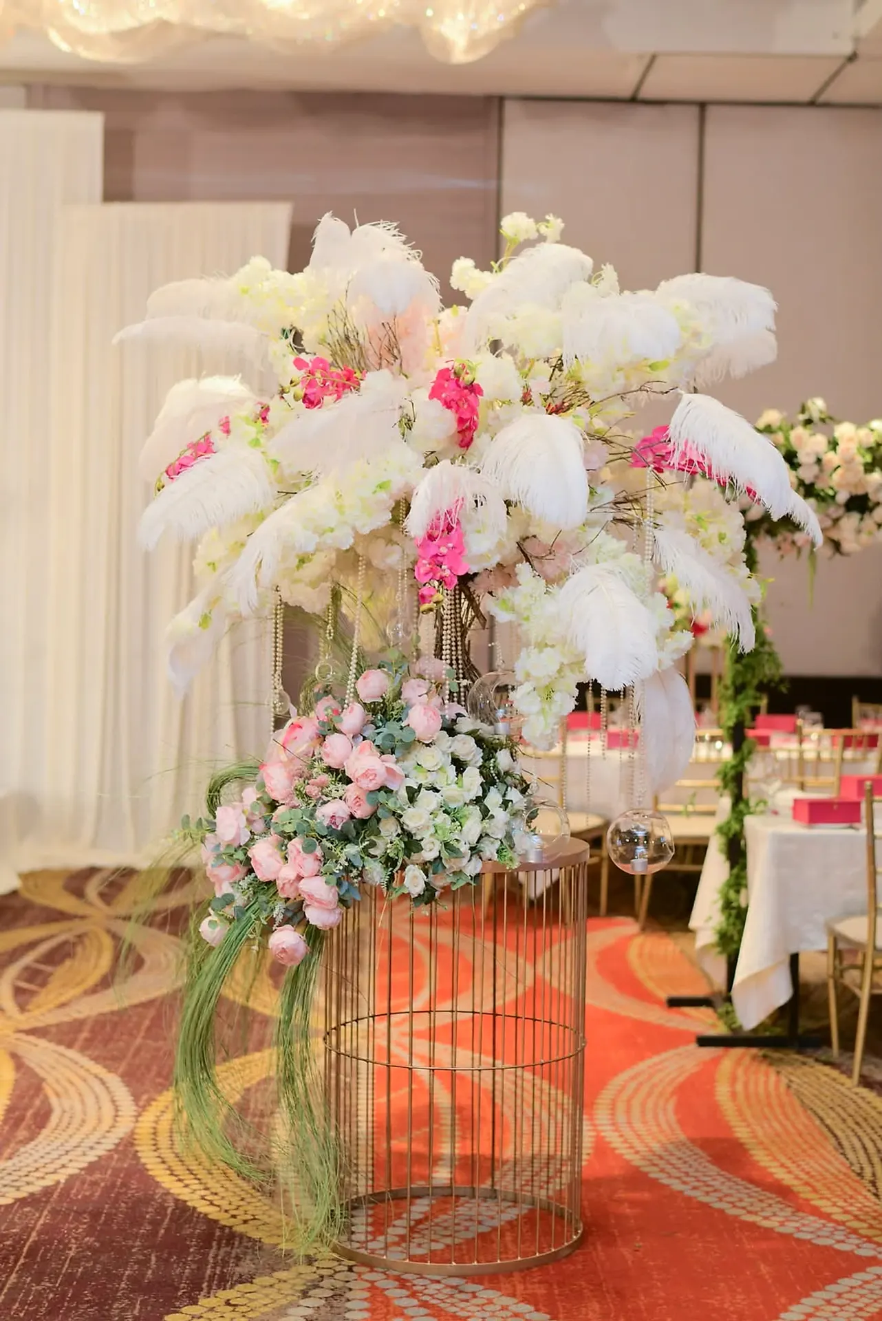 Ostrich Feather Floral Arrangement at Grand Ballroom, Colombo, Sri Lanka