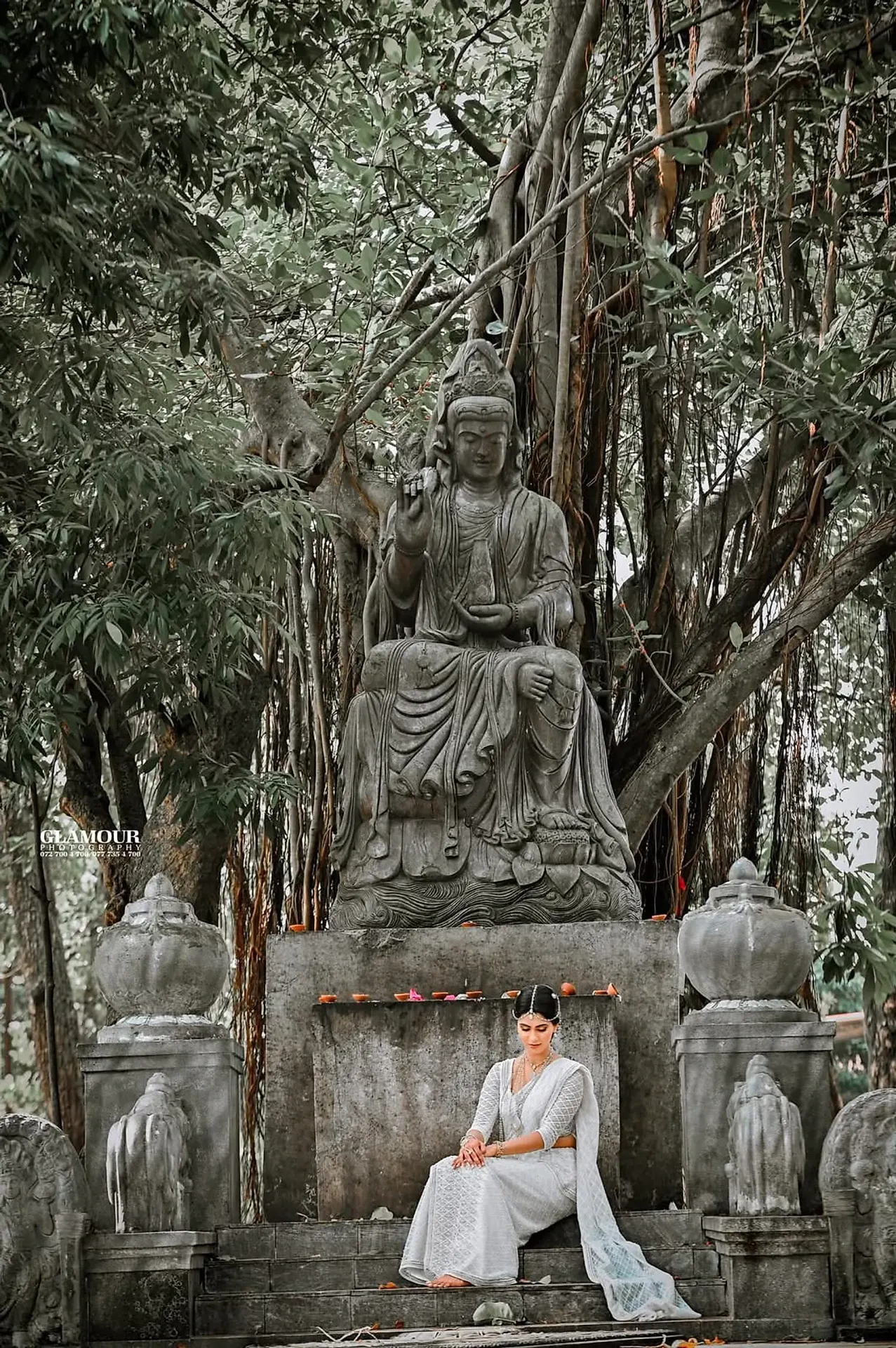 Sacred Blessing at the Bo-Tree at Heritage Garden Shrine, Sri Lanka