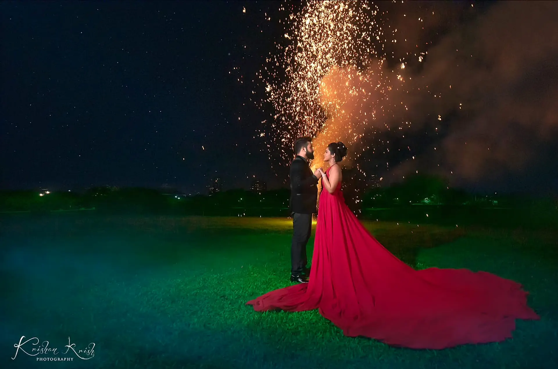 Sparkler Send-Off Portrait at Lakeside Grounds, Colombo, Sri Lanka