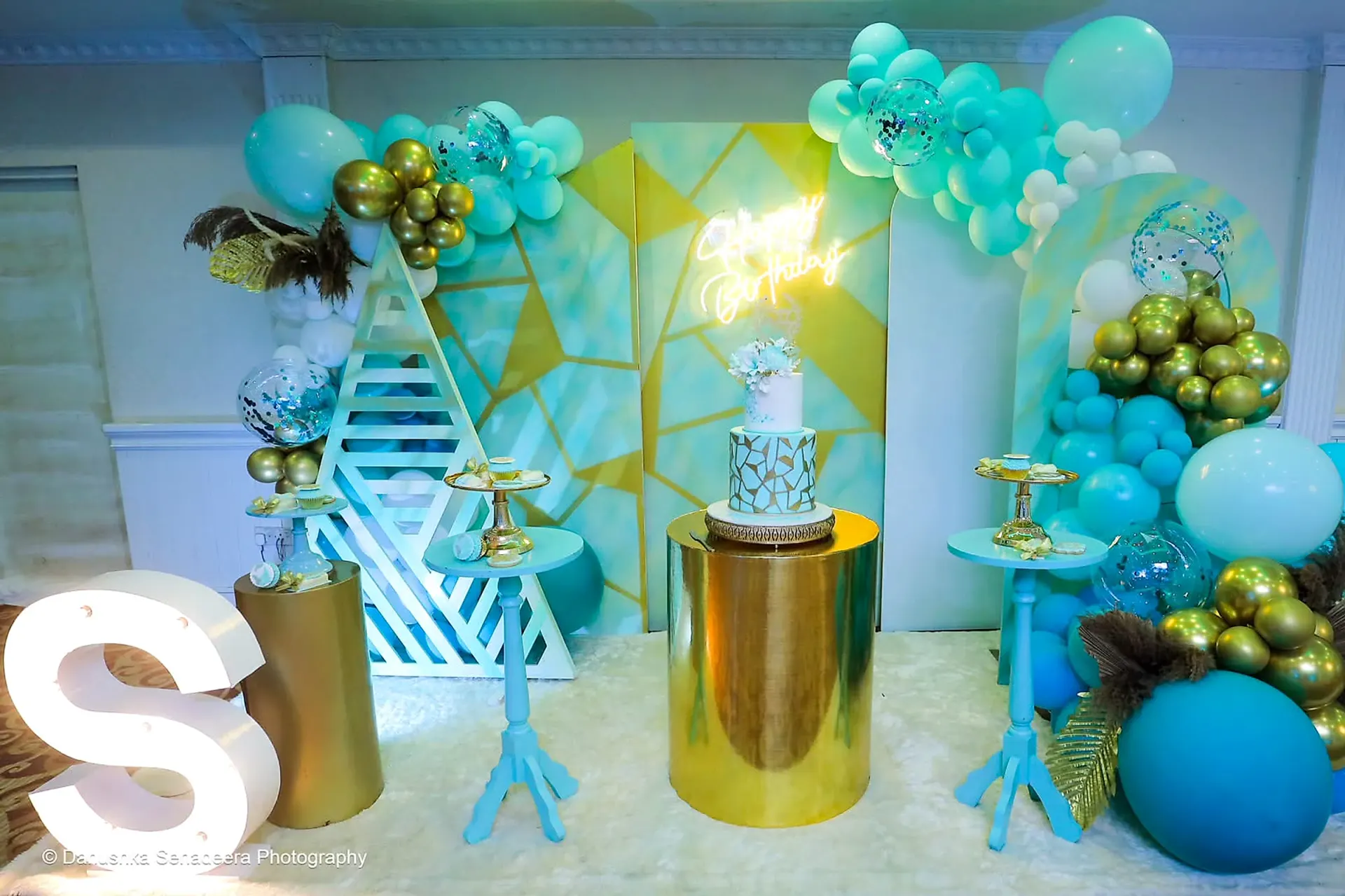 Teal & Gold Birthday Dessert Table at Colombo, Sri Lanka