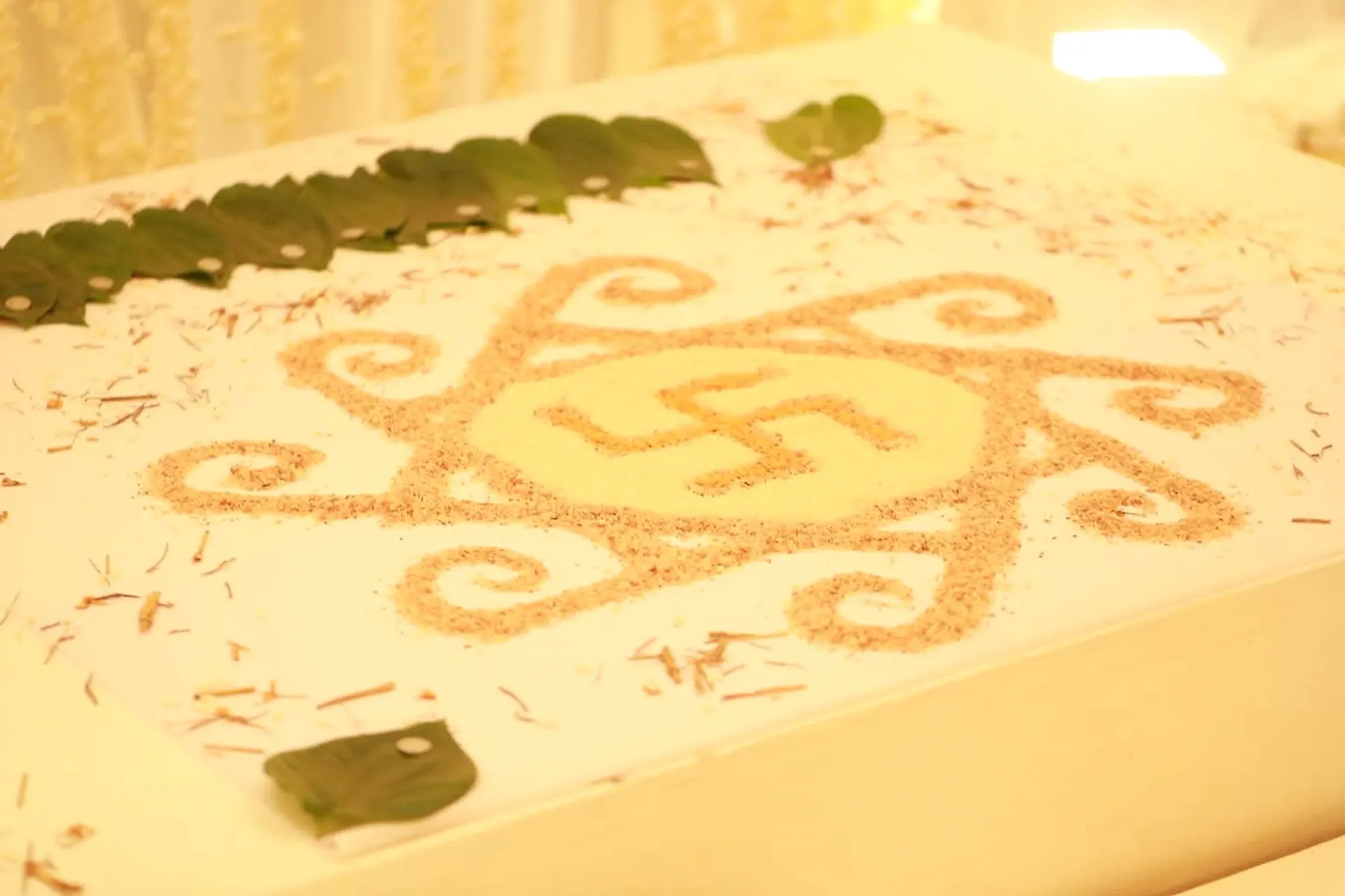 Traditional Auspicious Rice Art at Wedding Ceremony Hall, Sri Lanka