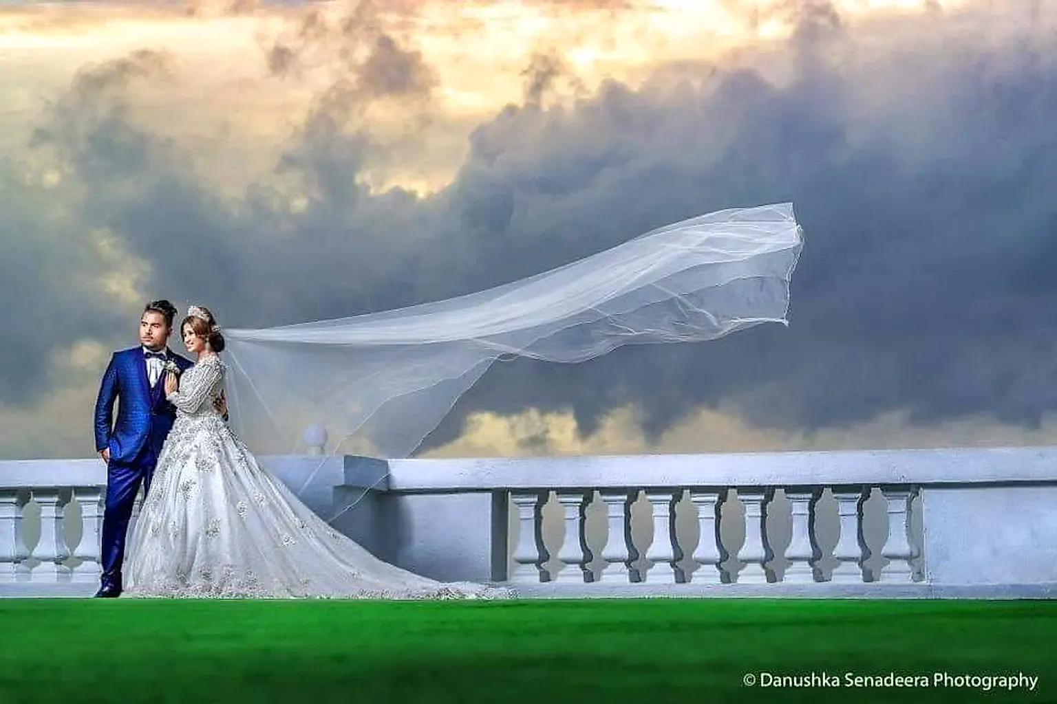 Windswept Veil Portrait at Heritage Hotel, Colombo, Sri Lanka